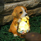 Dog Sculpture with LED Solar Powered Resin 20 x 14.5 x 12 cm 2