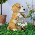 Dog Sculpture with LED Solar Powered Resin 20 x 14.5 x 12 cm 3