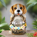 Dog Sculpture with LED Solar Powered Resin 20 x 14.5 x 12 cm 4