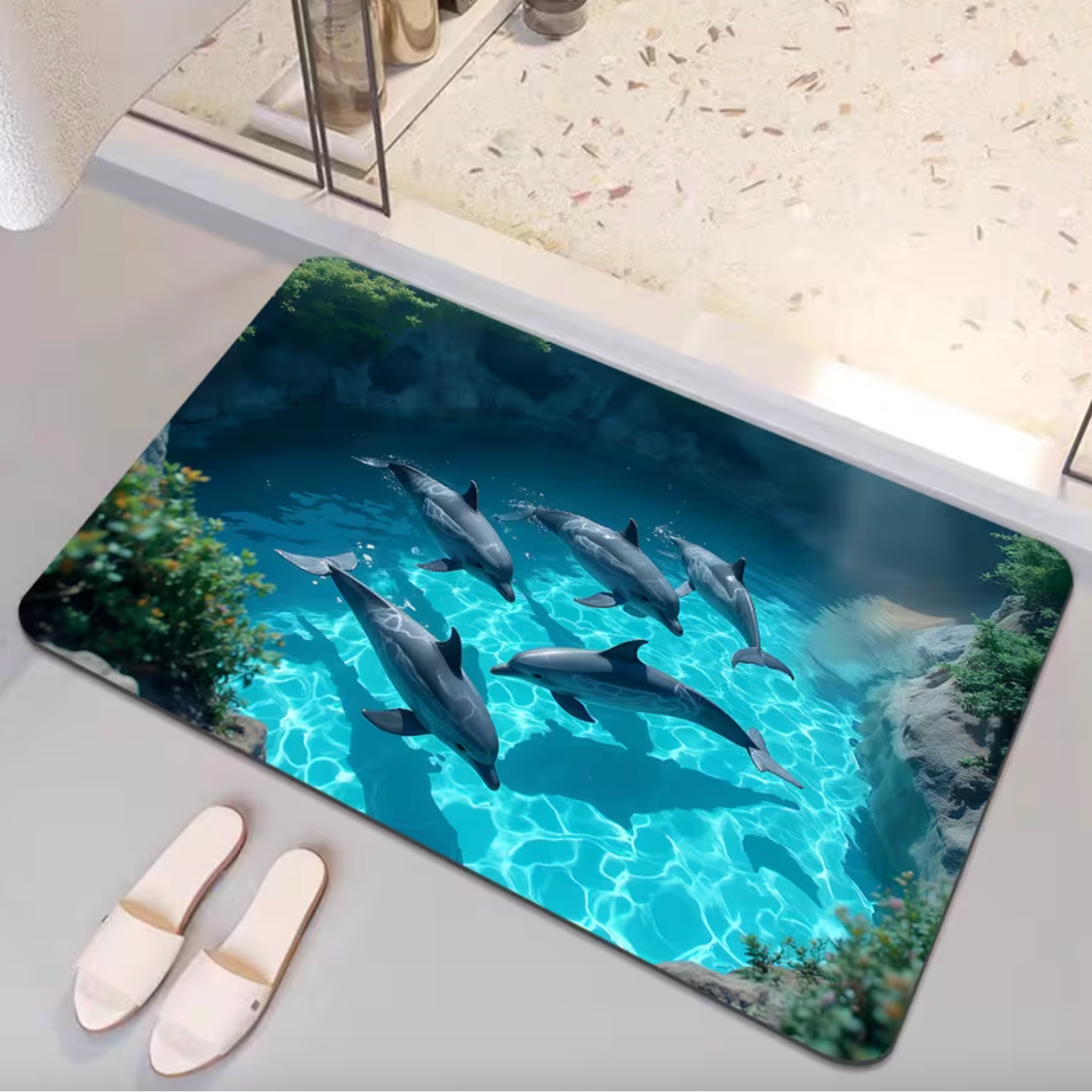 Dolphin Bath Mat - Soft, Absorbent, Non-Slip Bathroom Rug 2