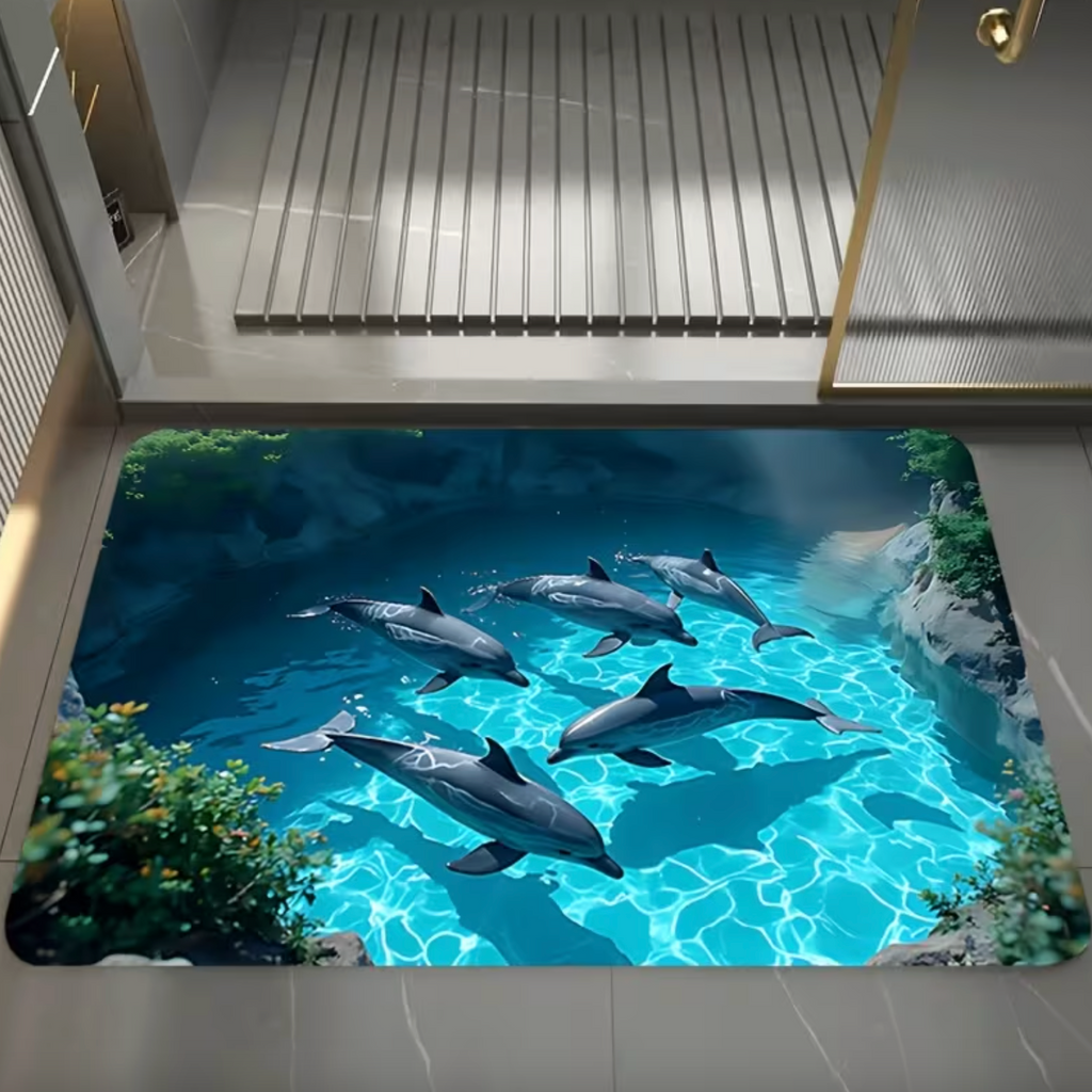 Dolphin Bath Mat - Soft, Absorbent, Non-Slip Bathroom Rug 3