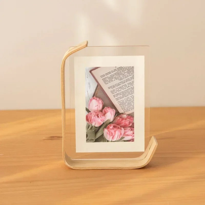 Double-Sided Acrylic Wood Photo Frame - Stylish & Versatile Display 0