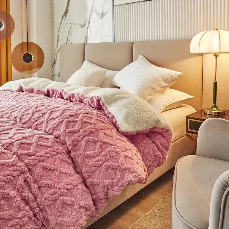 Double-Sided Faux Cashmere-Look Fleece Duvet Cover-Blanket-Homely Dreams-100x150cm-Pink-Homely Dreams