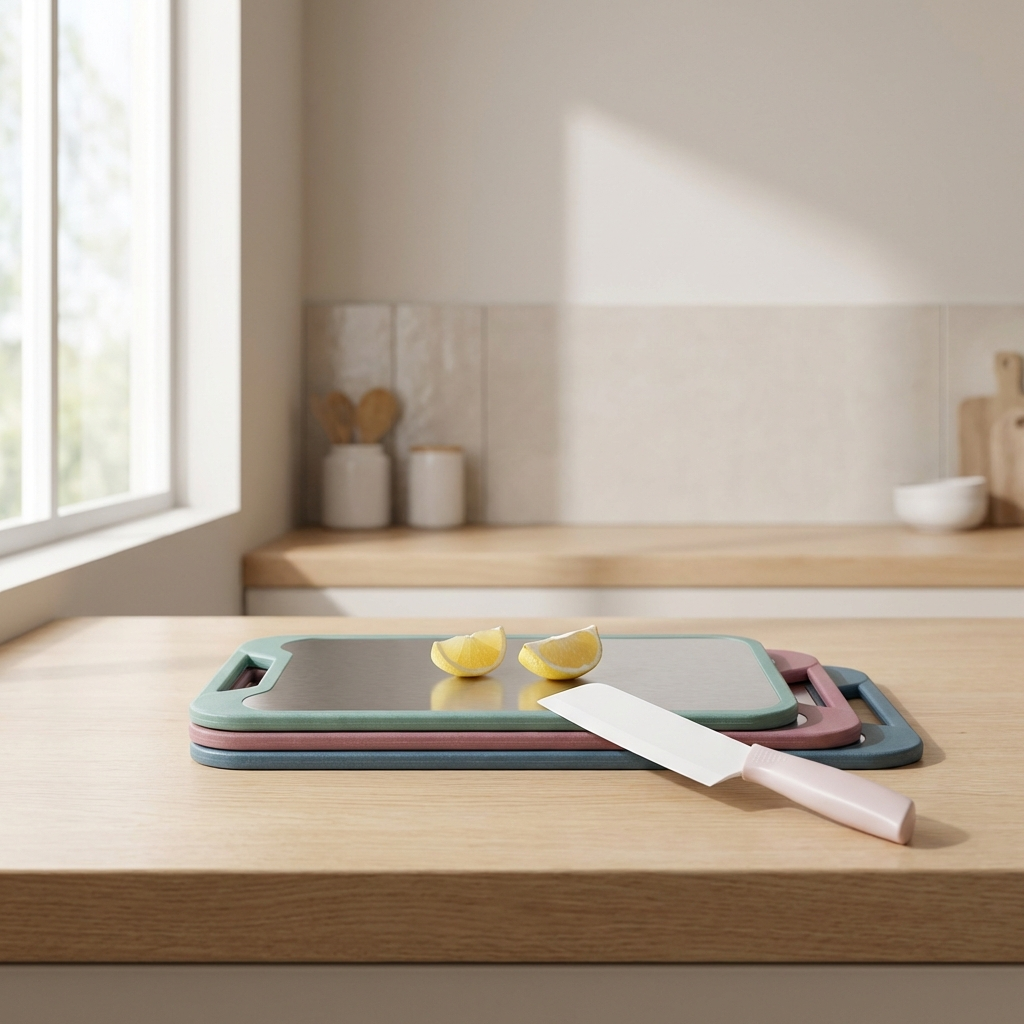 Double-Sided Stainless Steel Cutting Board with Non-Slip Edges – Reversible Chopping Board for Safe Food Preparation