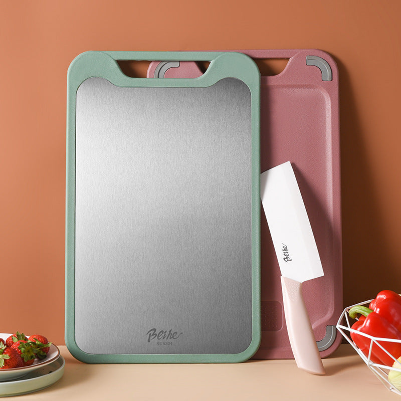Double-Sided Stainless Steel Cutting Board with Non-Slip Edges – Reversible Chopping Board for Safe Food Preparation 1