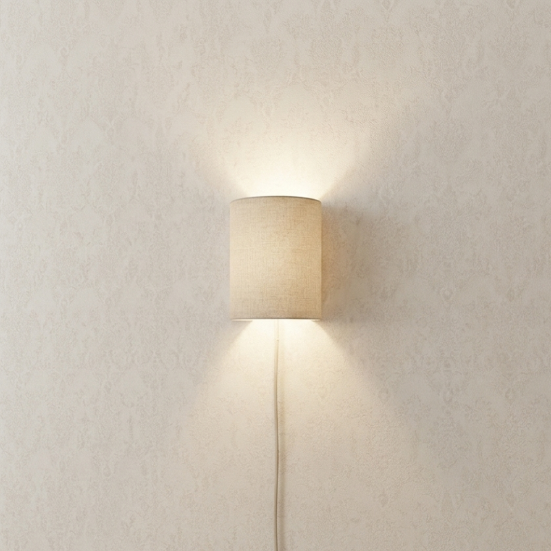 Drum Fabric Wall Sconce - Soft Light & Easy Plug-In Installation