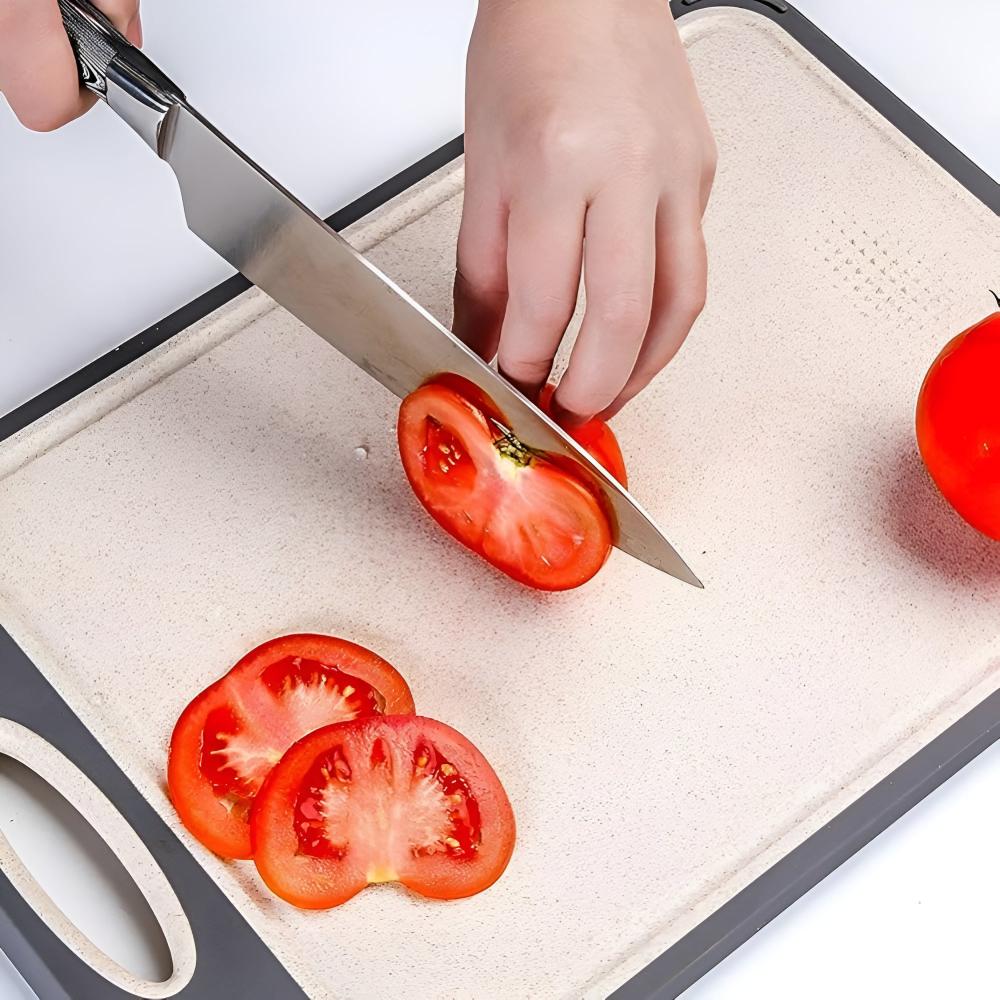 Dual-Sided Cutting Board with Stainless Steel and Rice Husk Surfaces for Hygienic Food Preparation – Durable, Non-Porous, Knife-Friendly 7