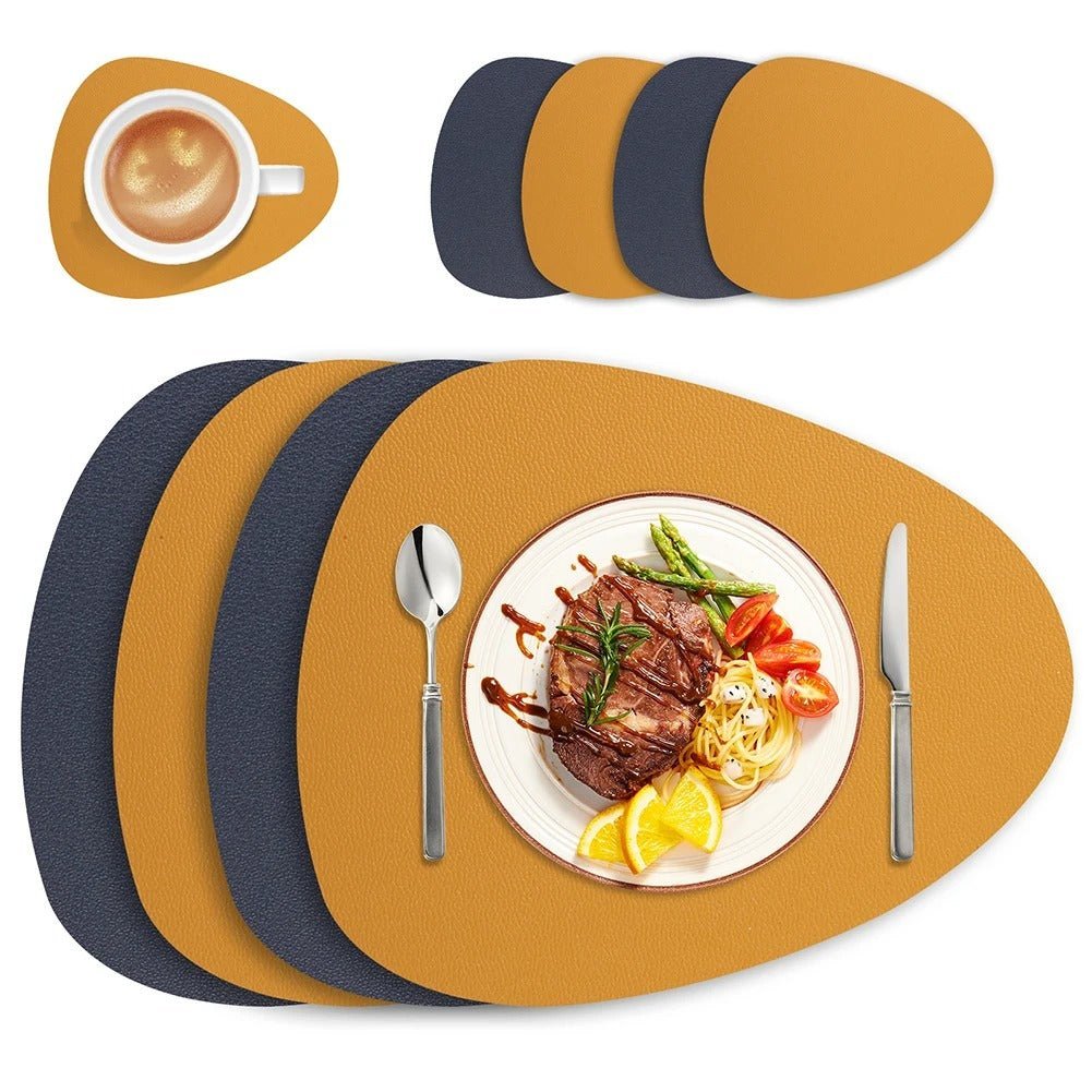 Dual-Sided Ecological Leather Placemats - Waterproof & Heat Resistant 0