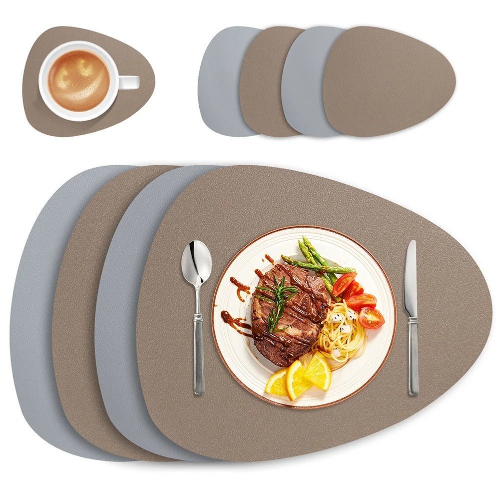 Dual-Sided Ecological Leather Placemats - Waterproof & Heat Resistant 4