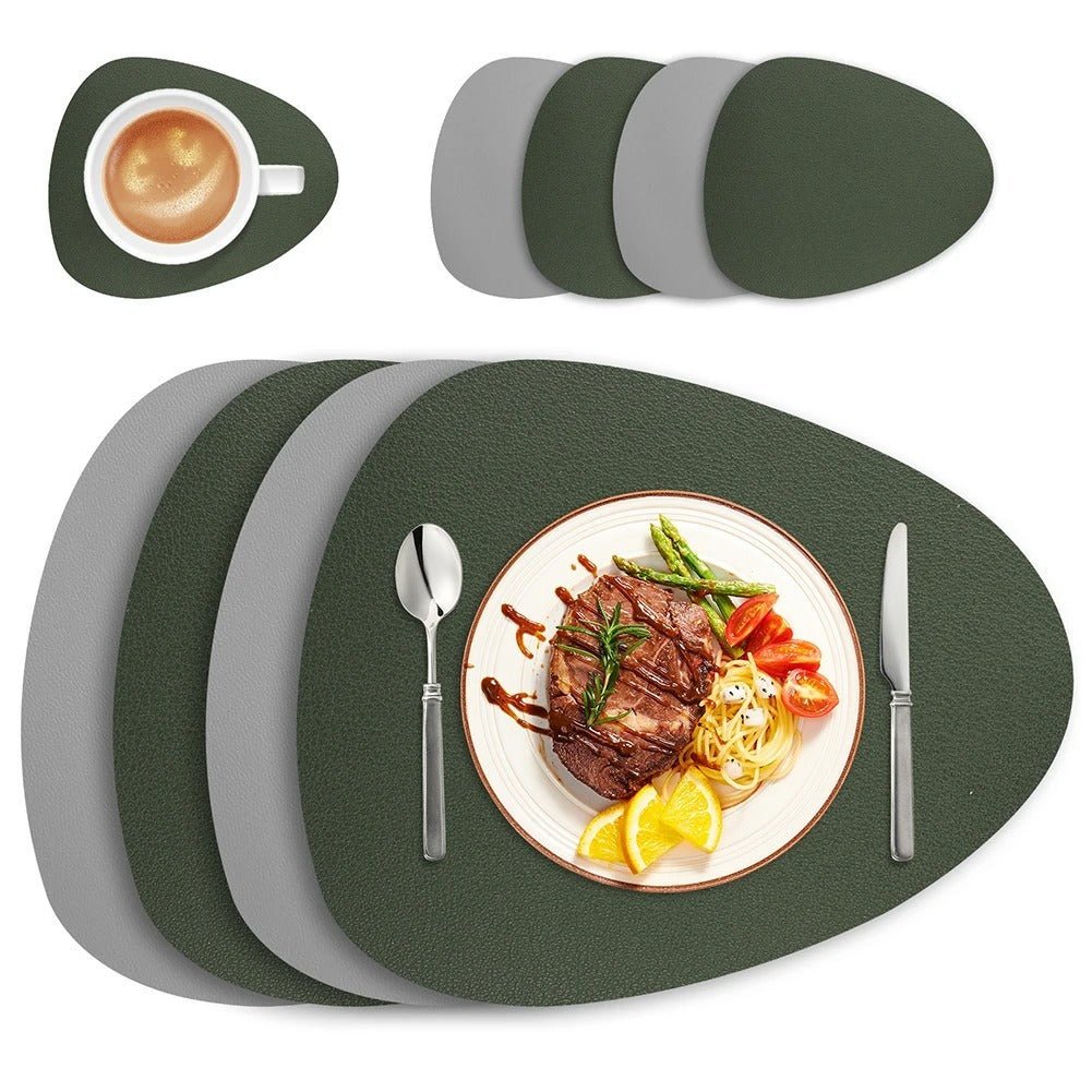 Dual-Sided Ecological Leather Placemats - Waterproof & Heat Resistant 5