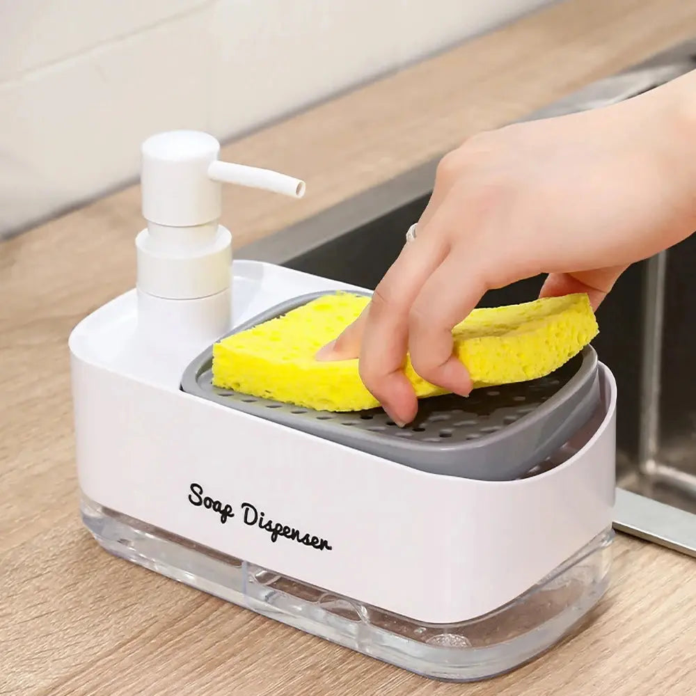 Dual Soap and Lotion Dispenser, Space-Saving Kitchen Soap Dispenser with Refillable Chambers for Easy Organization 1