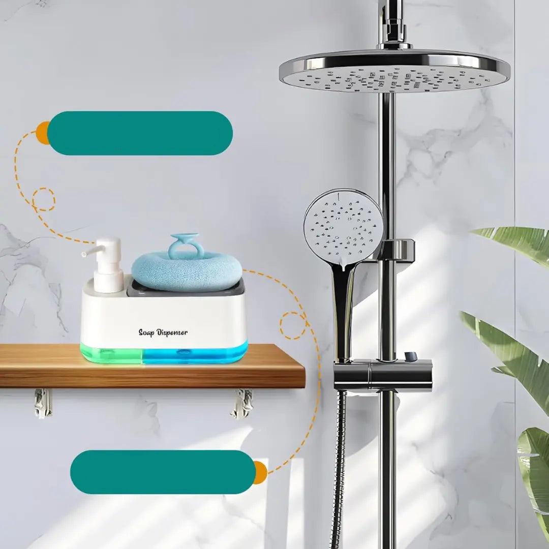Dual Soap and Lotion Dispenser, Space-Saving Kitchen Soap Dispenser with Refillable Chambers for Easy Organization 4