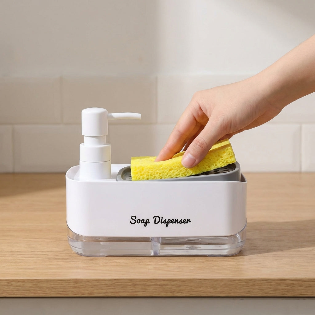 Dual Soap and Lotion Dispenser with Space-Saving Design