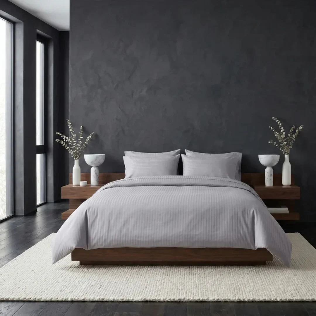 Satin Stripe Duvet with a Soft, Elegant Finish-Duvet cover-Homely Dreams-Red-140x200cm-50x70cm-Homely Dreams