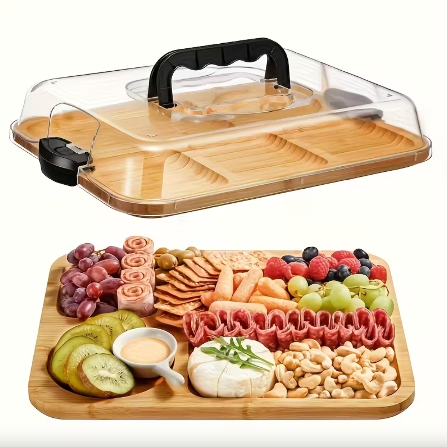 Eco-Friendly Bamboo Charcuterie Board - Perfect Meat and Cheese Platter 0