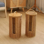 Eco-Friendly Freestanding Toilet Paper Holder Stand - Rustic Braided Design 2