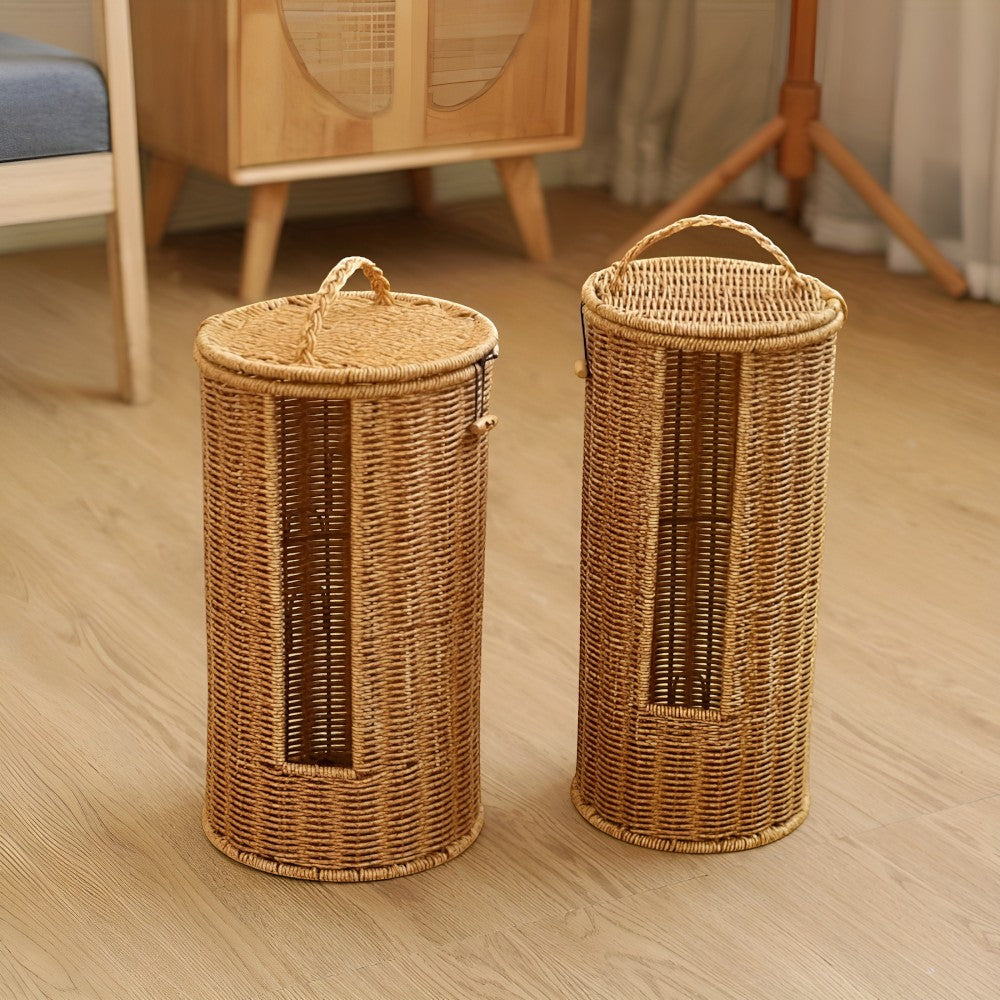 Eco-Friendly Freestanding Toilet Paper Holder Stand - Rustic Braided Design 3