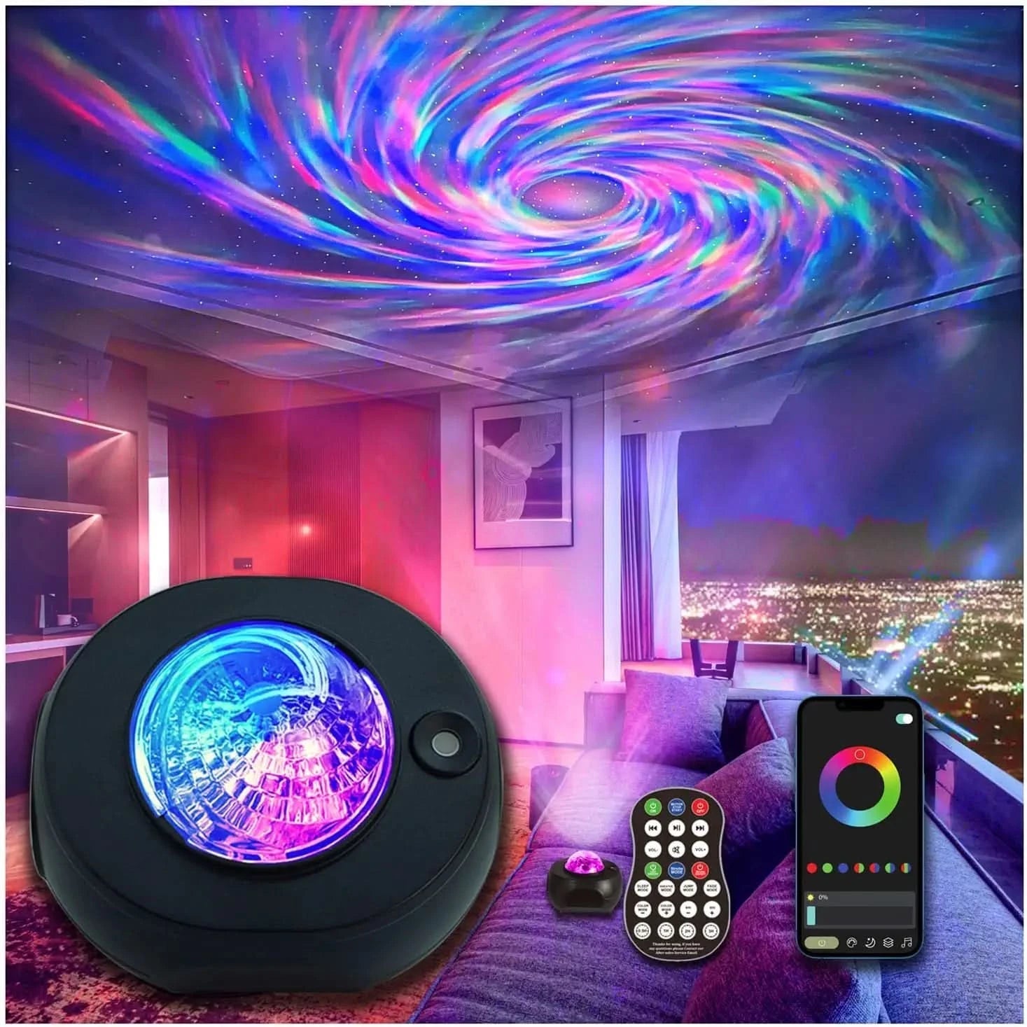 ElectricSky Galaxy Projector - 14-Color Star Night Light with Bluetooth 0