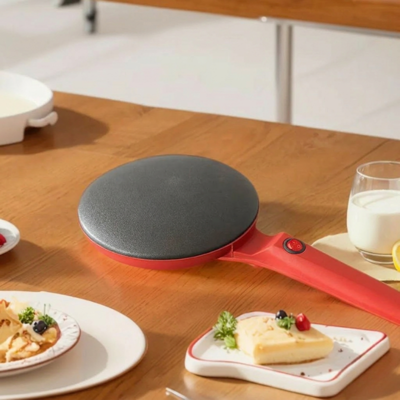 Electric Crepe Maker Non Stick Cooking Surface Cool Touch Handle Compact Portable Design 04