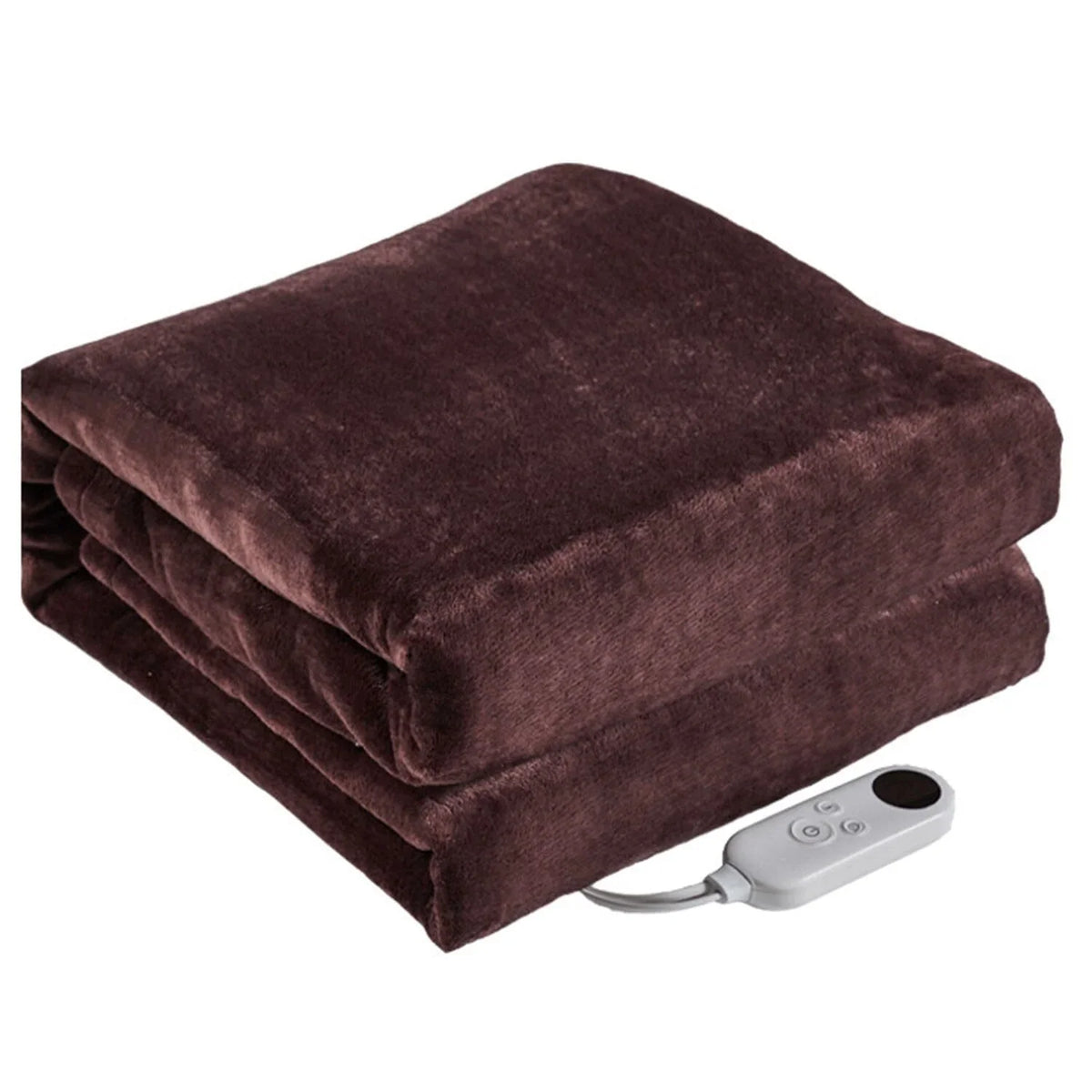 Electric Heated Flannel Blanket, 6 Heat Settings, Brown and White-Blanket-Homely Dreams-Default-Homely Dreams
