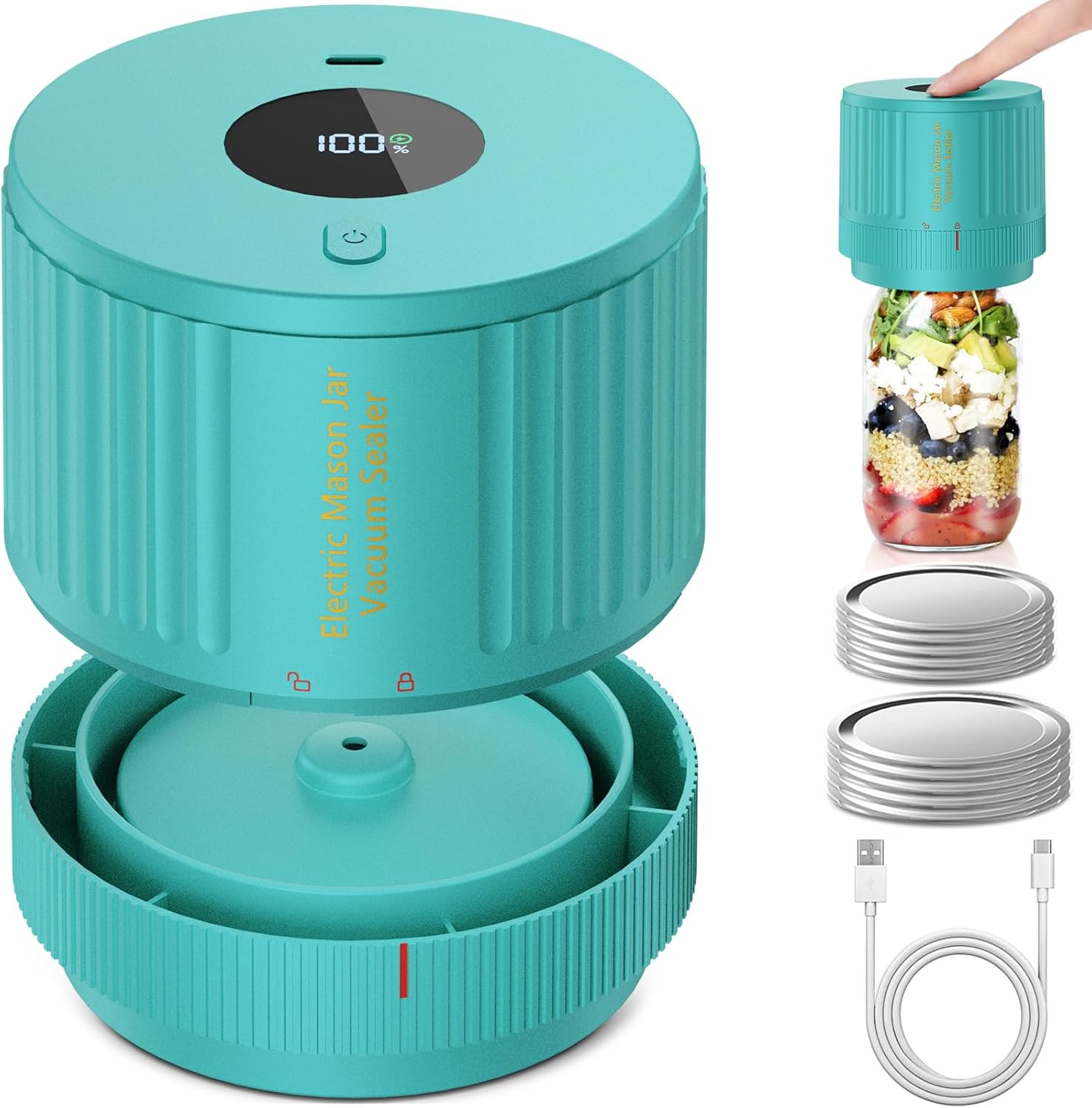 Electric Mason Jar Vacuum Sealer - Effortless Food Preservation & Freshness 1