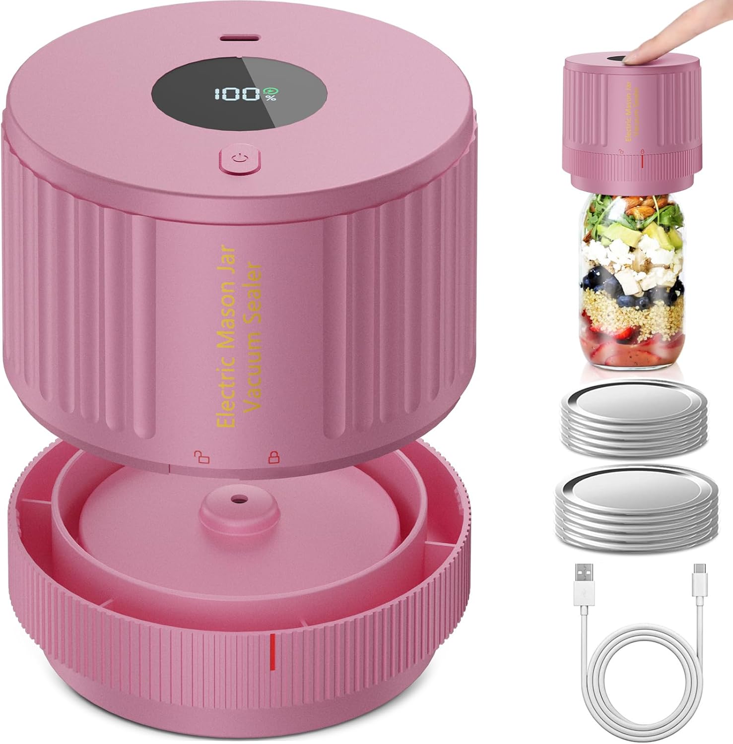 Electric Mason Jar Vacuum Sealer - Effortless Food Preservation & Freshness 2