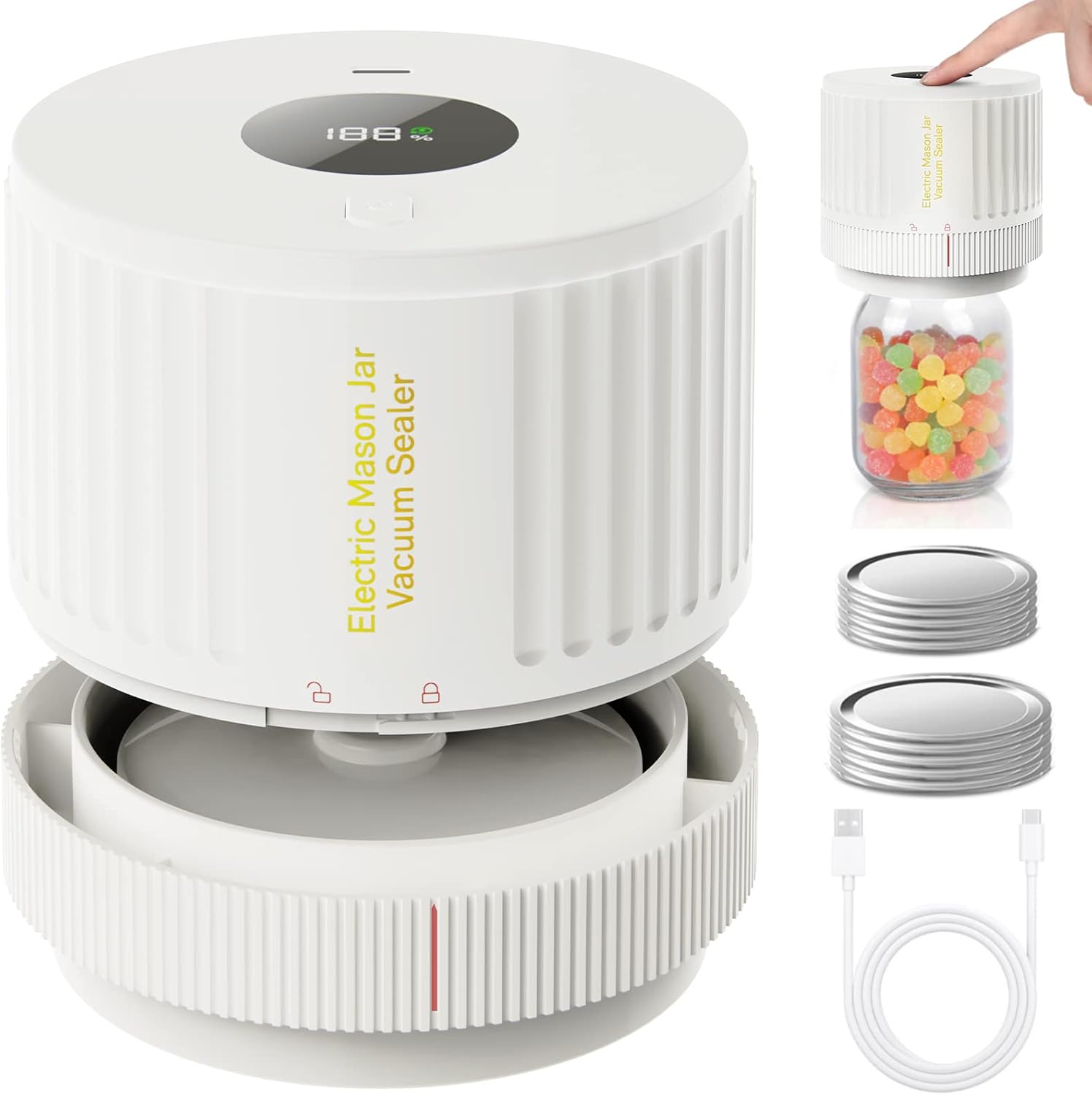 Electric Mason Jar Vacuum Sealer - Effortless Food Preservation & Freshness 3