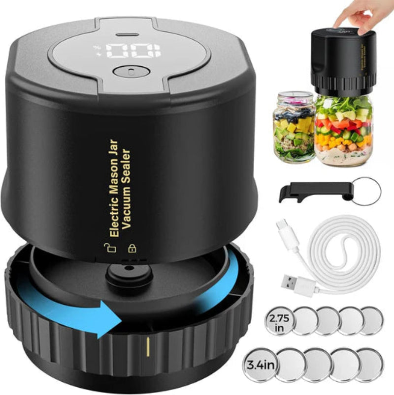 Electric Mason Jar Vacuum Sealer - Quick, Cordless Food Preservation 1