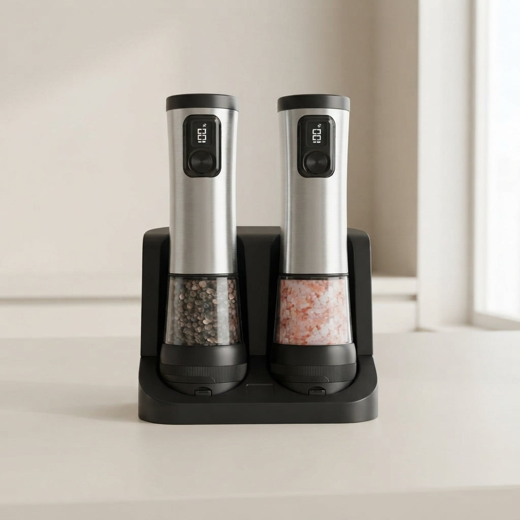 Electric Salt and Pepper Grinder Set Rechargeable LED 1