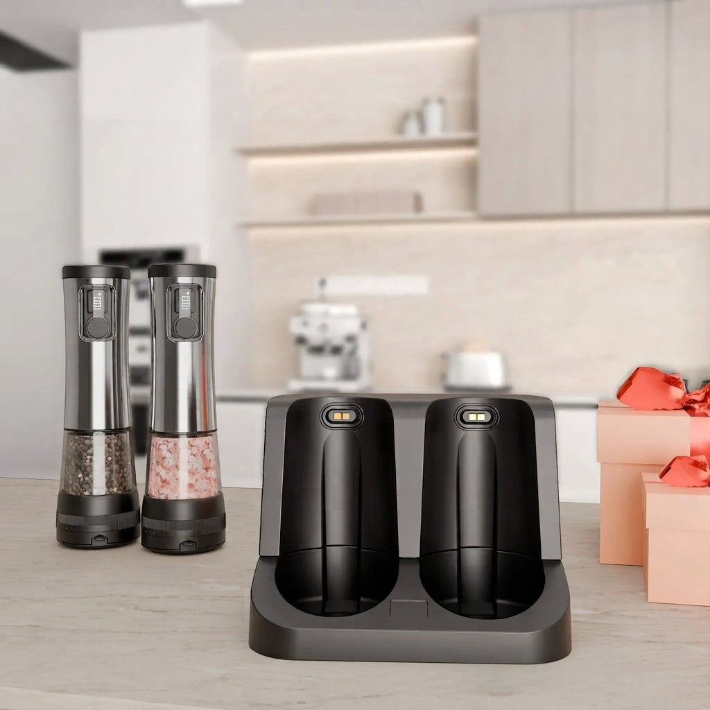 Electric Salt and Pepper Grinder Set Rechargeable LED 2