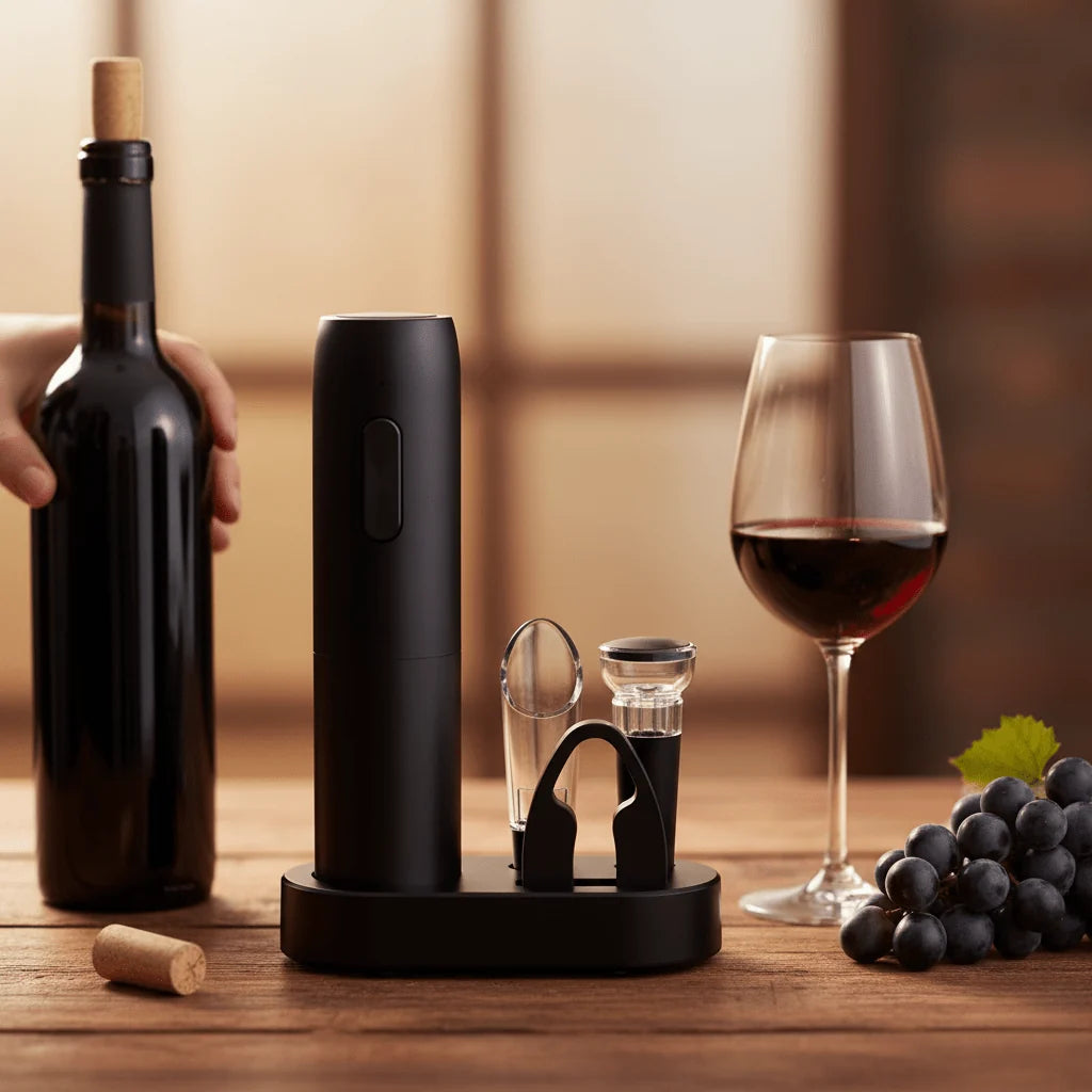 Electric Wine Opener Set - Rechargeable 4-in-1 with Foil Cutter & Aerator 6