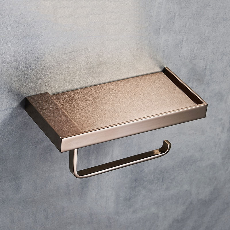 Elegant Copper Park Paper Towel Holder with Shelf – Stainless Steel Towel Holder for Bathroom and Kitchen 5