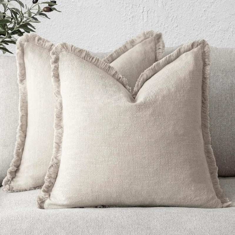Elegant Cotton-Linen Pillow Covers 45x45 cm – Stylish Home Decor, Breathable, Machine Washable, Hidden Zipper 1
