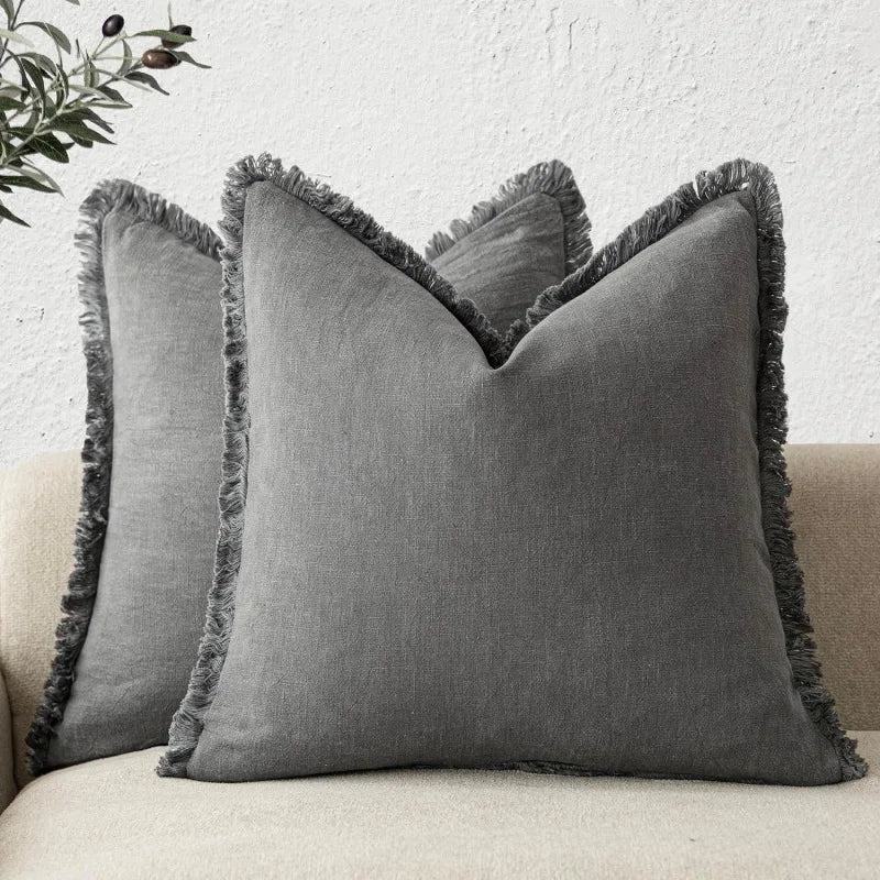 Elegant Cotton-Linen Pillow Covers 45x45 cm – Stylish Home Decor, Breathable, Machine Washable, Hidden Zipper 3