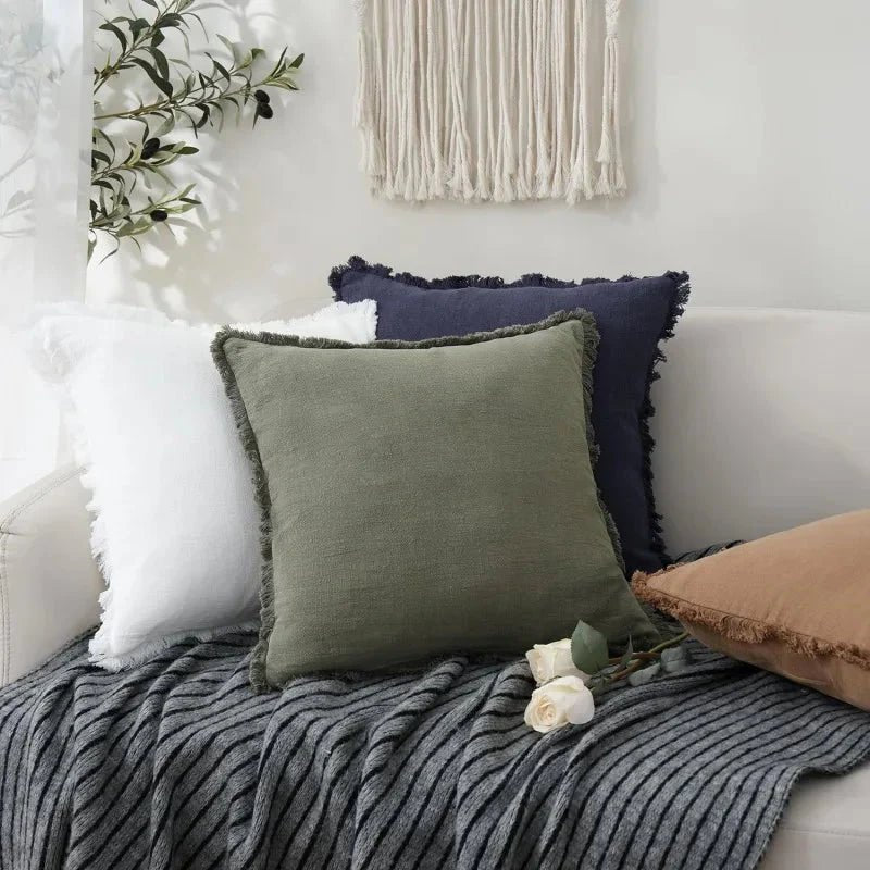 Elegant Cotton-Linen Pillow Covers 45x45 cm – Stylish Home Decor, Breathable, Machine Washable, Hidden Zipper 7
