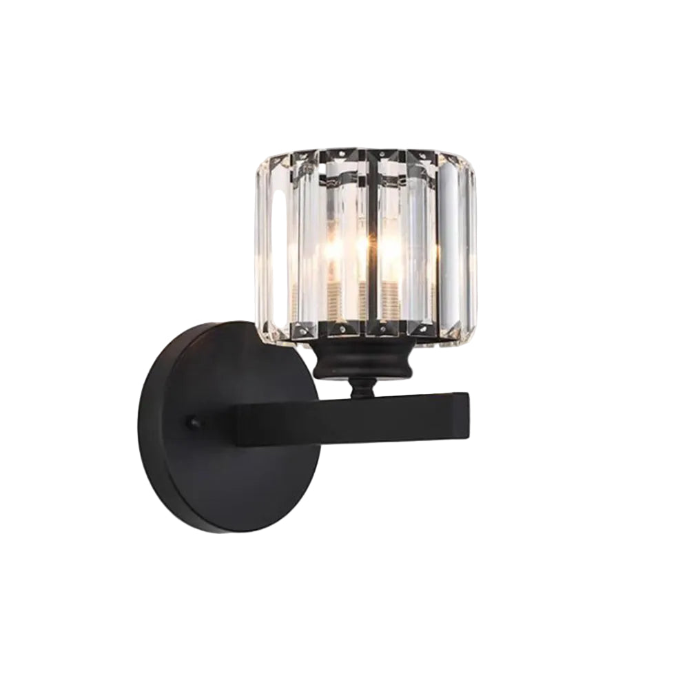 Elegant Crystal Wall Sconce Lighting – Round and Square Glass Shade Options, Iron and Crystal Construction for Ambient Illumination 1