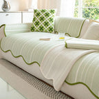 Elegant Herringbone Sofa Cover with Scallop Edge – Soft Microfiber Blend Slipcover Couch Protector for Stylish Home Decor 4