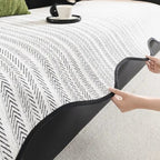 Elegant Herringbone Sofa Cover with Scallop Edge – Soft Microfiber Blend Slipcover Couch Protector for Stylish Home Decor 5