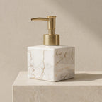 Elegant Marble Soap Dispenser for Kitchen and Bathroom – 280 ml Ceramic Hand Soap Dispenser with Pump in Gold