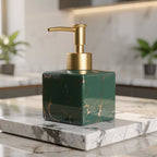Elegant Marble Soap Dispenser for Kitchen and Bathroom – 280 ml Ceramic Hand Soap Dispenser with Pump in Gold 6