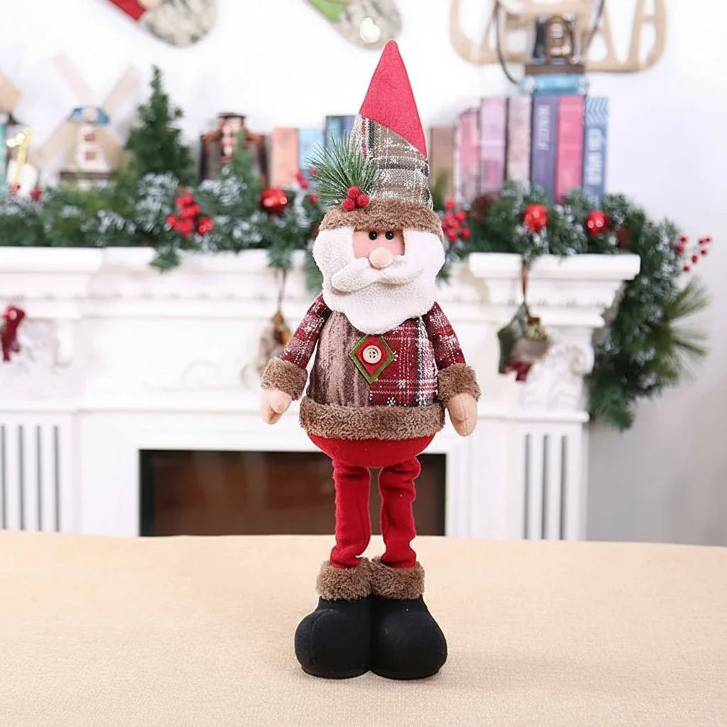 Elegant Santa Claus Figurine with Plush Fabric and Detailed Outfit for Holiday Decor – Christmas Santa Statue Collectible 0