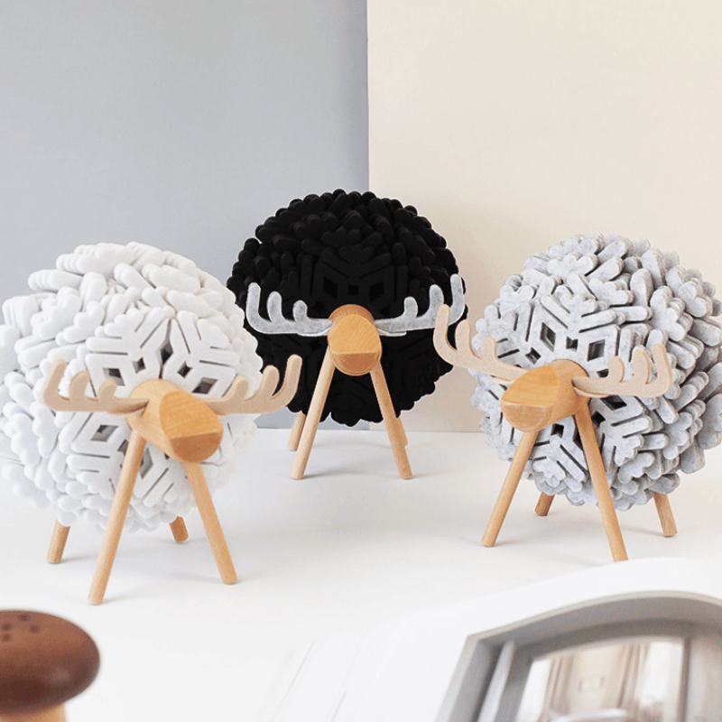 Elk 12-Piece Felt Coaster Set with Wooden Holder for Table Protection 2