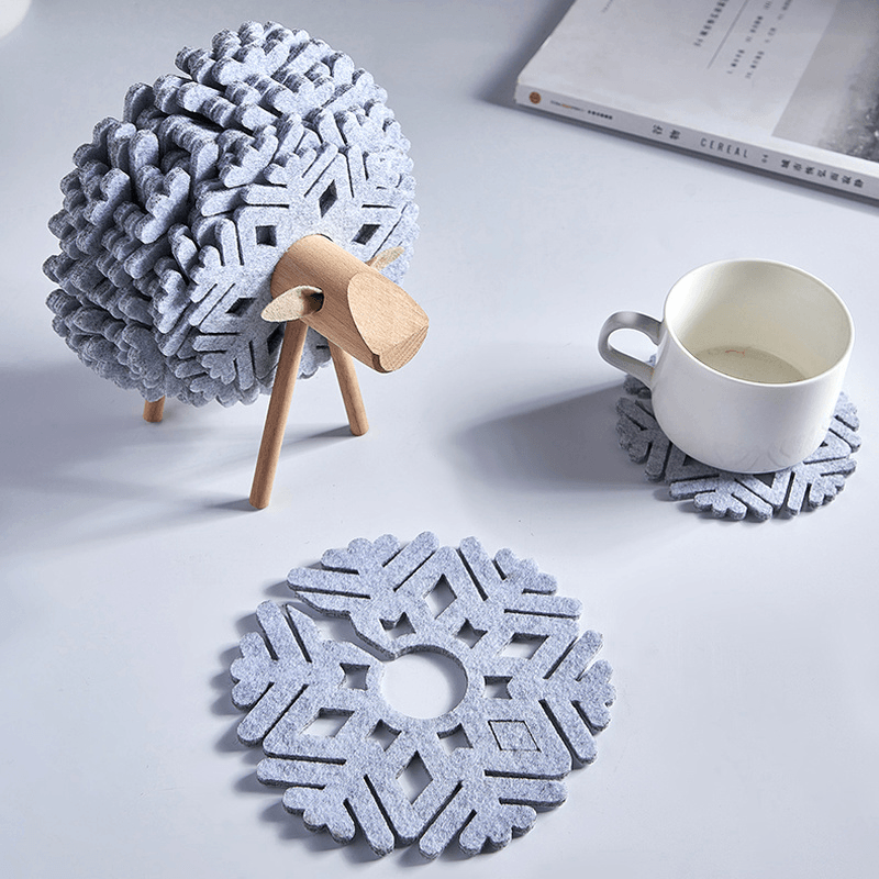 Elk 12-Piece Felt Coaster Set with Wooden Holder for Table Protection 5