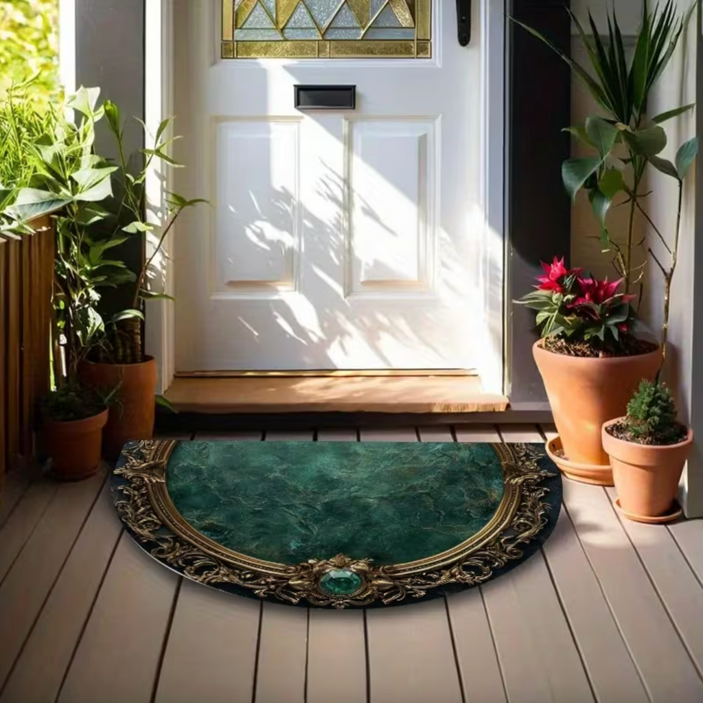 Emerald Welcome Mat - Elegant Indoor/Outdoor Door Mat with Non-Slip Backing 1