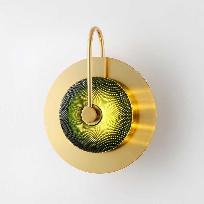 Engraved Glass & Brass Wall Light - Modern Elegance Sconce 0