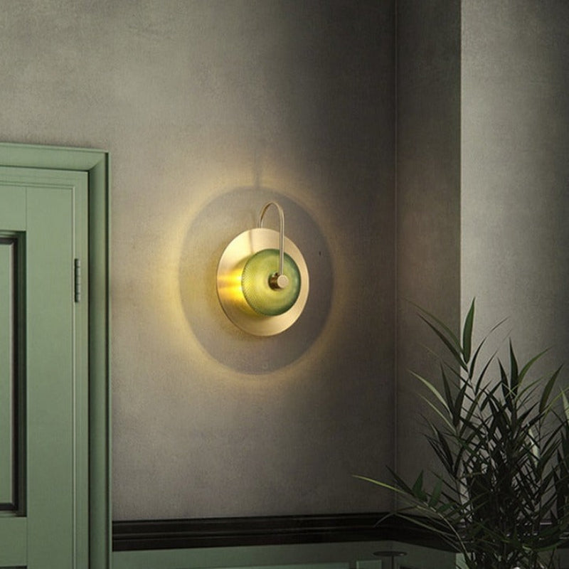 Engraved Glass & Brass Wall Light - Modern Elegance Sconce 3