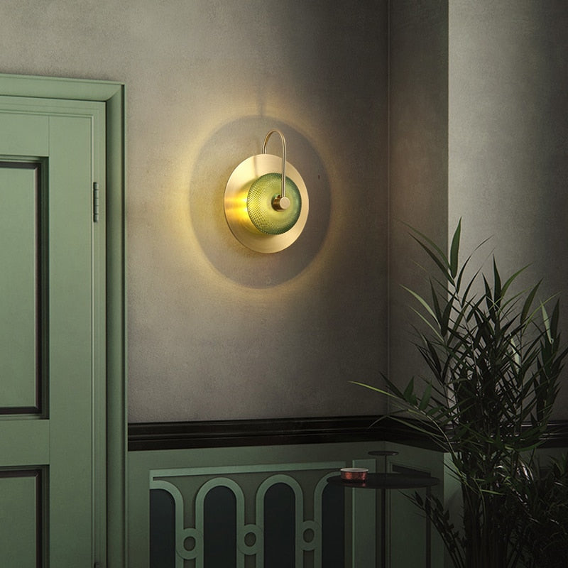 Engraved Glass & Brass Wall Light - Modern Elegance Sconce 7