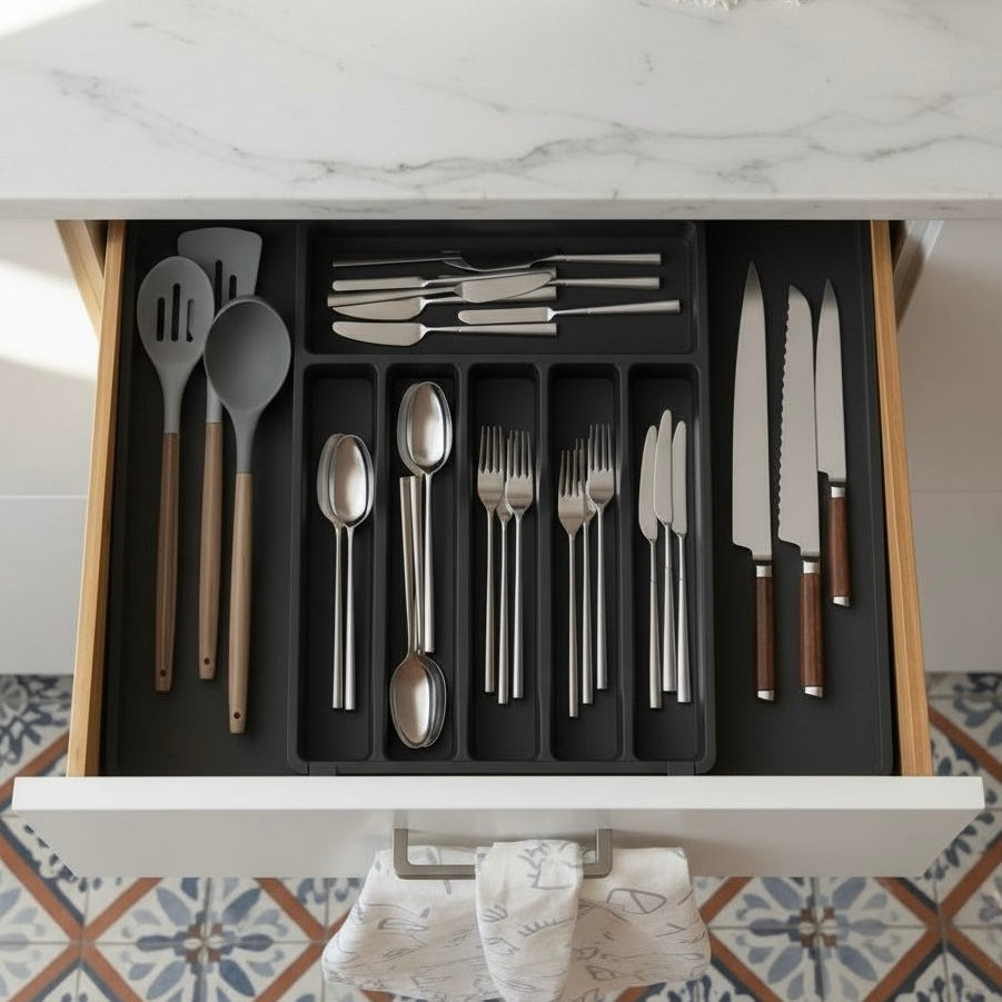 Expandable Drawer Organizer - Eco-Friendly Kitchen Storage Solution 0
