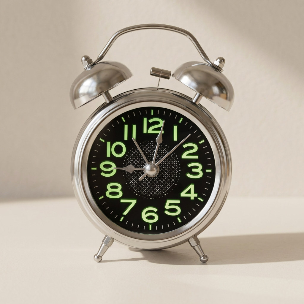 Extra Loud Retro Twin Bell Alarm Clock for Heavy Sleepers with Silent Quartz Movement and Night Light – Metal Case, 6.2 x 4.5 x 2.1