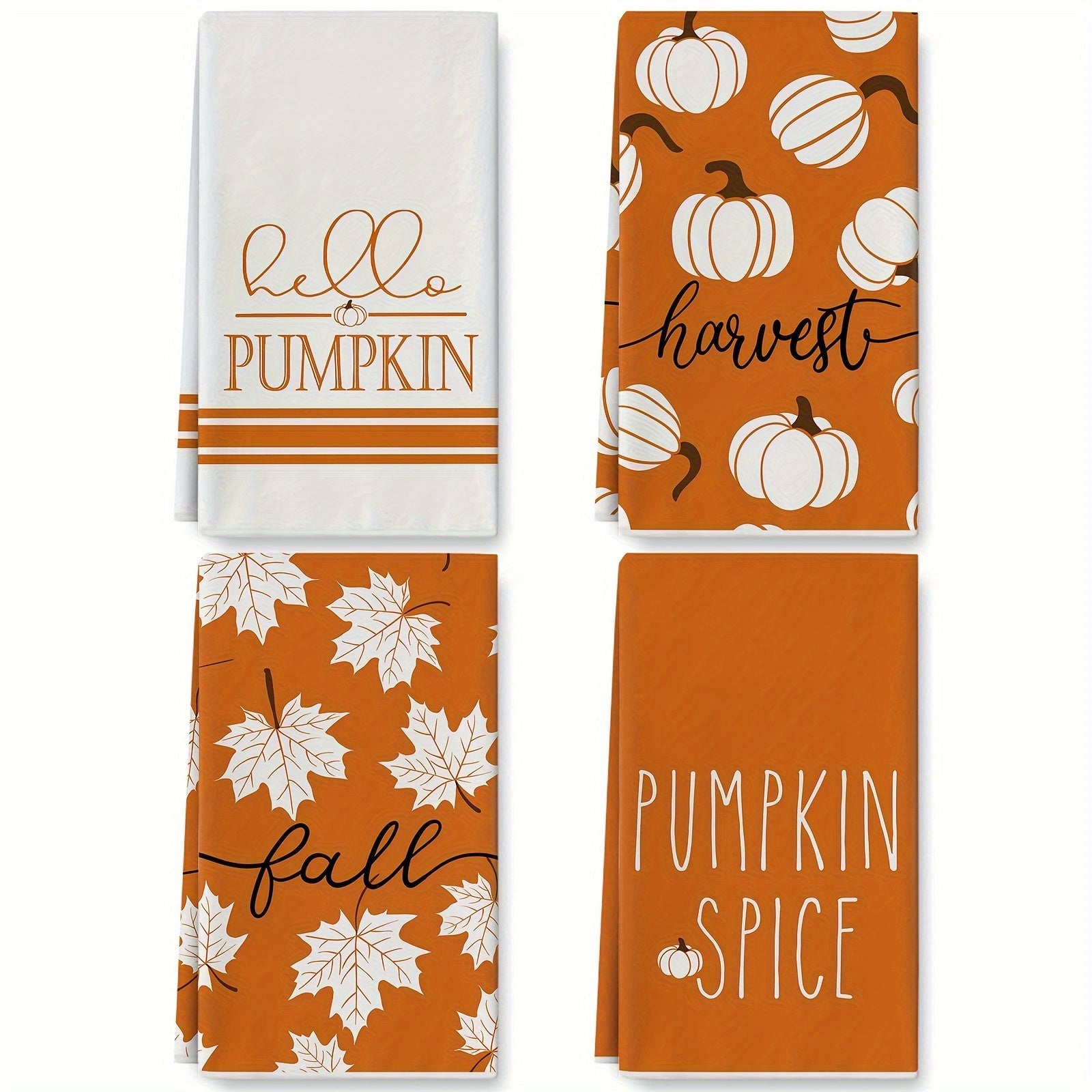 Fall Pumpkin Kitchen Towels - Soft & Absorbent 4-Pack for Seasonal Decor 2